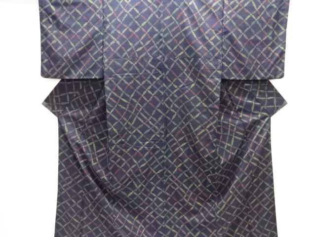 変わり七宝模様織り出し十日町紬着物